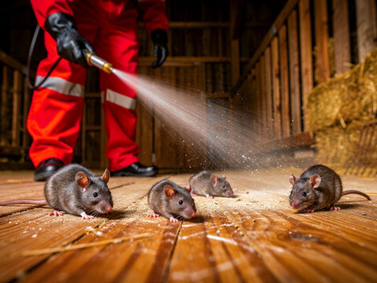 Technician treating an active rat infestation in Raleigh, NC